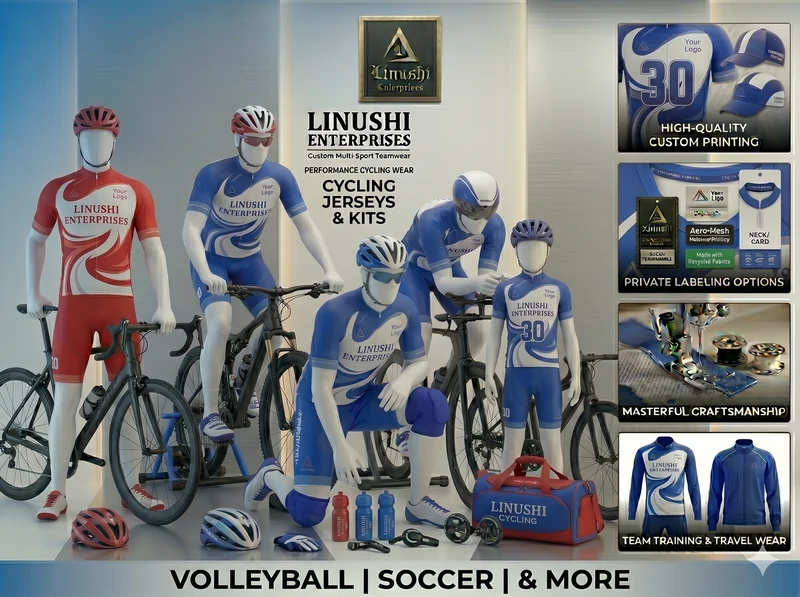 Custom sublimated cycling kit jersey and bib shorts from cycling jersey manufacturers Linushi for clubs and brands