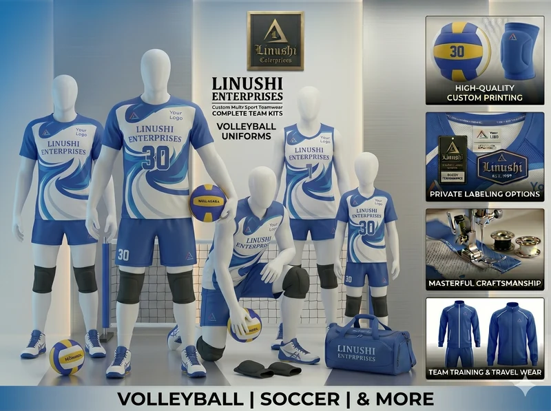 Custom volleyball jersey manufacturer kit in blue and white with team name and number sublimated