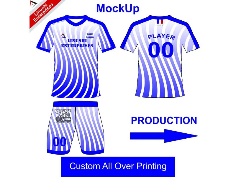 Custom sports kit mockup prepared before production at Linushi