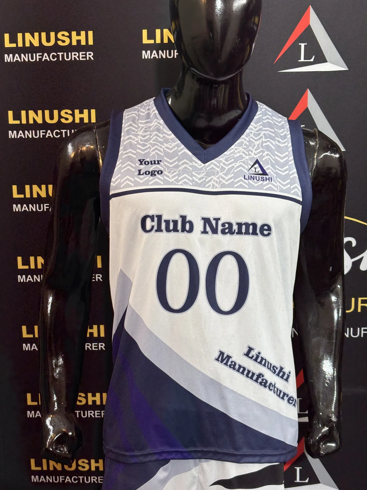 Basketball jersey close-up with club name and number