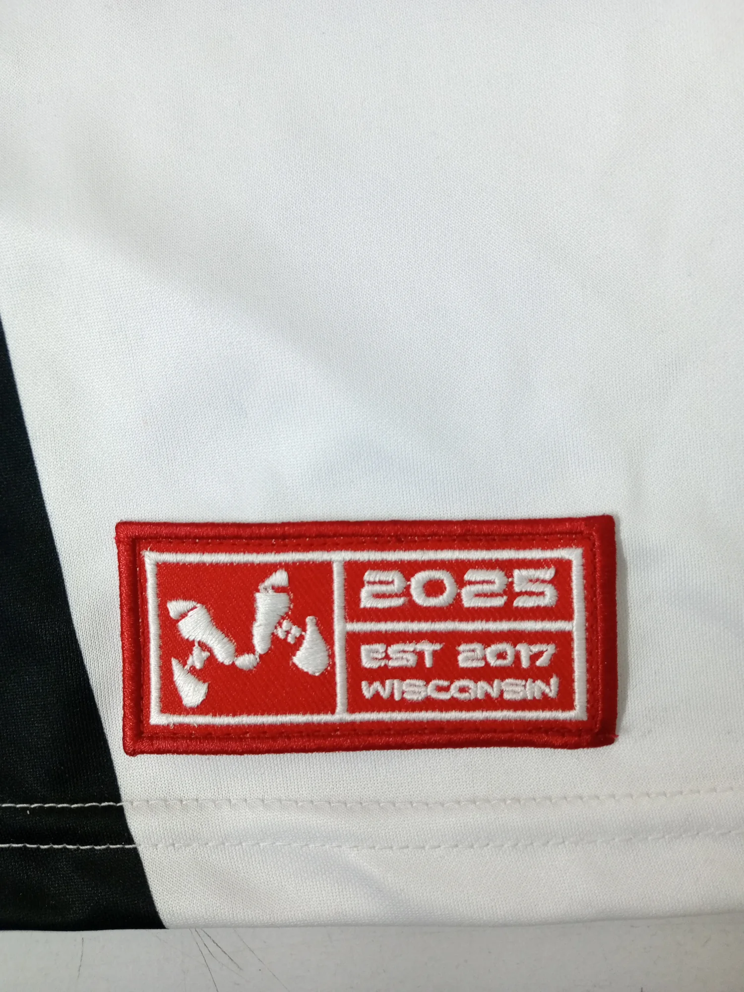 Close-up of the embroidered team patch