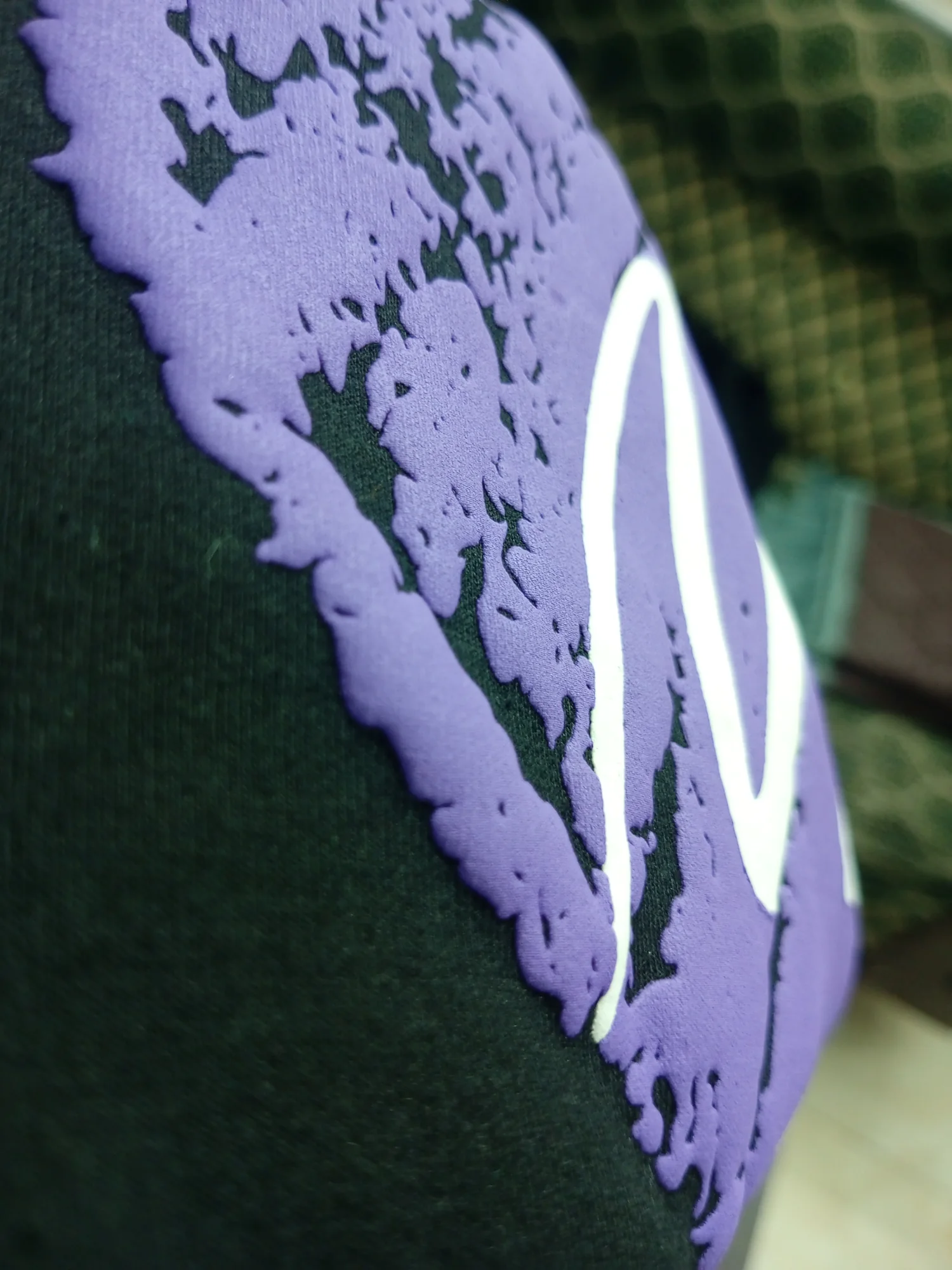 Close-up of the raised puff print texture
