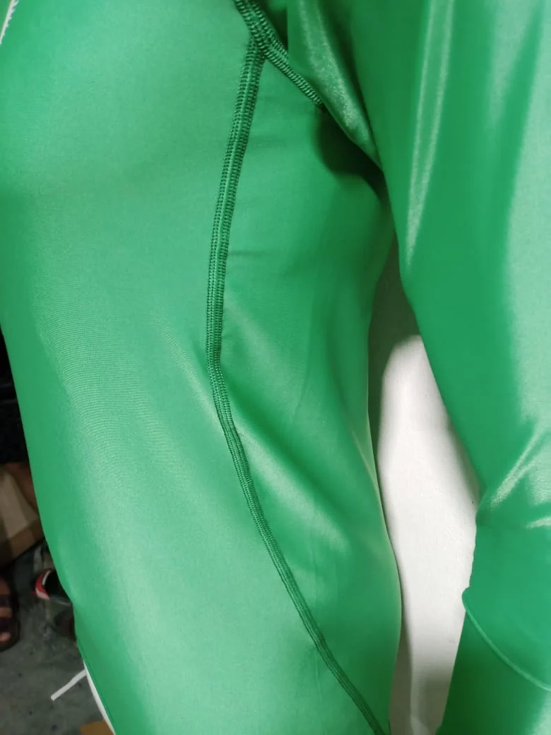 Close-up of the flatlock seams