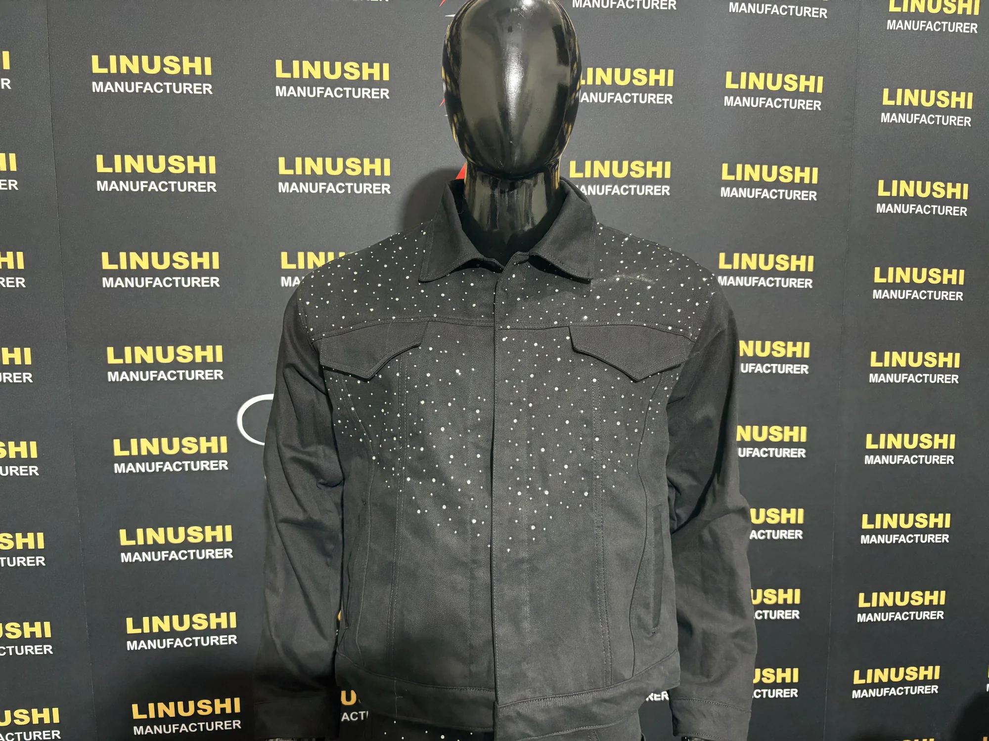 Rhinestone detailing across the yoke and pockets