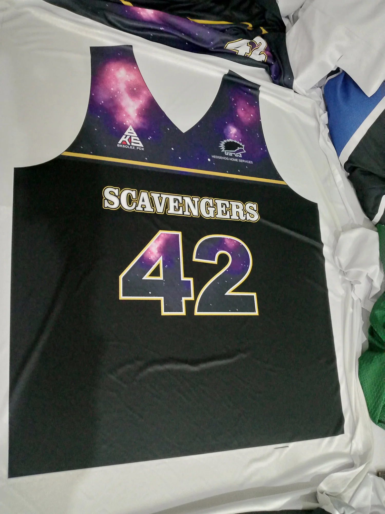 Sublimated jersey panel ready for cutting