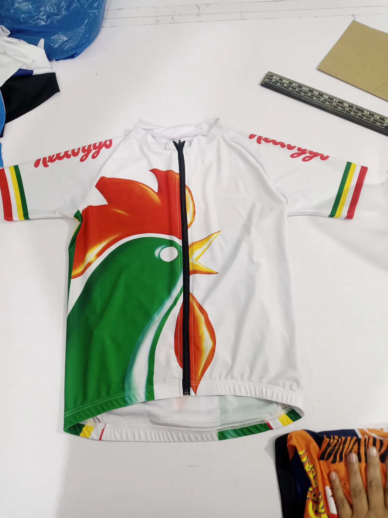 White sublimated cycling jersey front